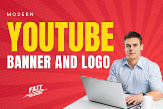 design modern youtube banner and logo