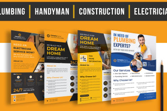 do plumbing handyman construction electrician flyer brochure print media design