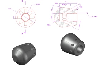 do autocad drawing, cad model, product design, 3d printing