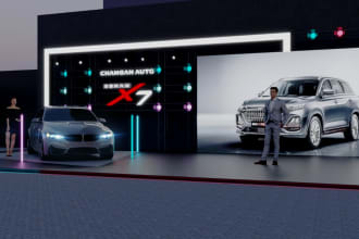 design 3d auto show, exhibition booth, rendering