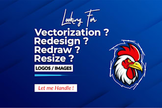 redesign, edit, resize, and convert logo to vector