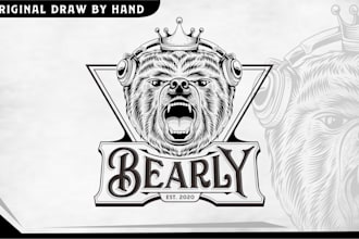 make a vintage logo specially black and white