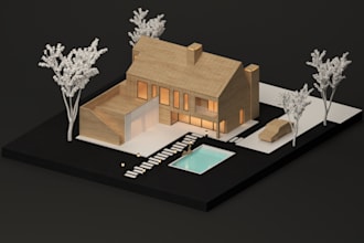 create and desing a minimalist wood render