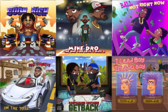 design a unique cartoon style album cover art