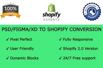 do PSD to shopify, figma to shopify, xd to shopify