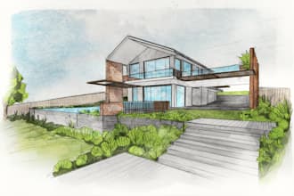 hand sketch watercolor illustration your landscape project