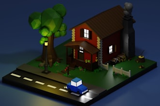 design a 3d low poly scene for you with blender