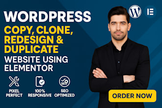 copy, clone, redesign or duplicate wordpress website in elementor
