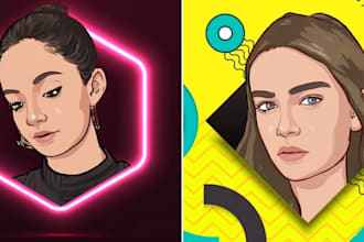 draw three profile avatar cartoon