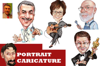 draw a portrait style caricature from photo