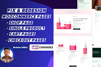 redesign woocommerce shop, single product, cart, checkout pages