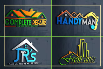 do unique handyman, home repair, home roofing logo