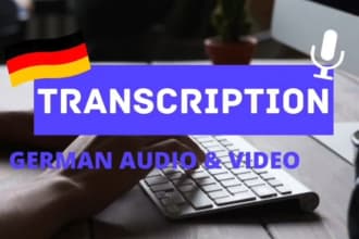 transcript german audio and video files within 24 hours