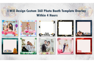 design  360 photo booth template overlay within 4 hours