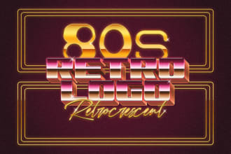 design 80s retro logo, vintage, neon, chrome, futuristic
