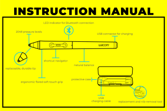 draw detailed line art or product outline with an instruction manual