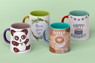 design your logo on cool coffee mug or cup and mockup