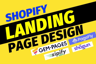 shopify landing page and product page design using pagefly, gempage,shogun