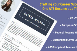 provide professional ats resume writing service and cover letter, europass CV
