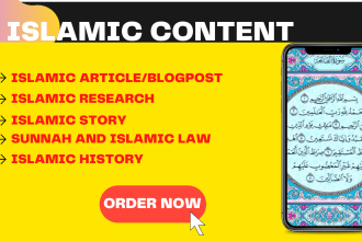 write islamic content, blog ,article,translation, research from quran and hadith