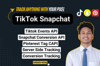 set up tiktok pixel and tiktok events API, snapchat pixel, pinterest tag capi