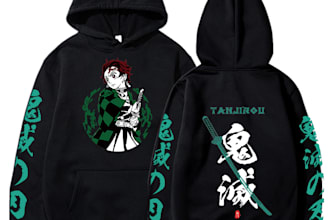 make 3d hoodie croptop mockup with anime design