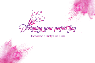 design watercolor, perfect party, events and birthday logo