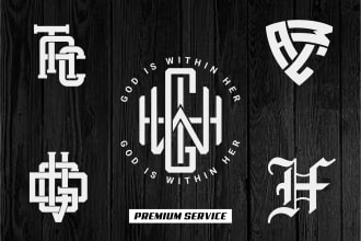 create overlapping initial letter monogram logo design