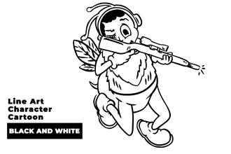 draw line art illustration cartoon black and white for you