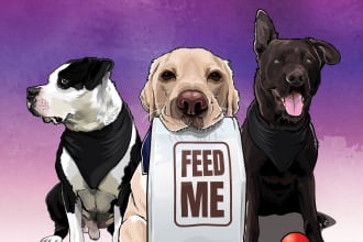 draw your lovely pets, dogs, cats into cartoon vector portrait