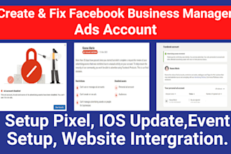 create and fix facebook business manager, ad account