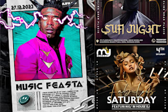 design digital flyer, event flyer design, facebook, and instagram post