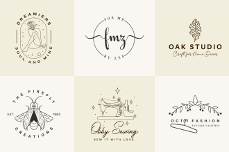 design a hand drawn botanical line art boho logo