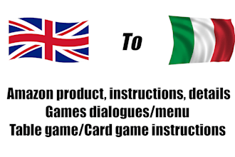 translate amazon products and games dialogues and instructions