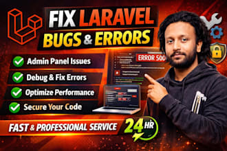 fix any errors, bugs, and issues in  laravel project