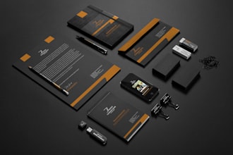 design business cards, presentation folders, and stationery