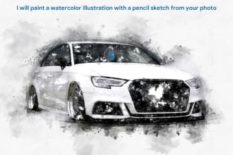 paint a watercolor illustration with a pencil sketch from your photo