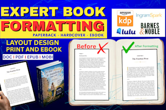 format your book for KDP, ingramspark, lulu and more