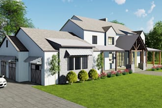 design house exterior model, 3d rendering