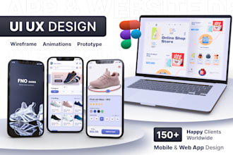 design UI UX of mobile app or website with wireframe, prototype in figma