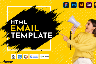 psd, xd, figma to HTML email template for mailchimp, klaviyo