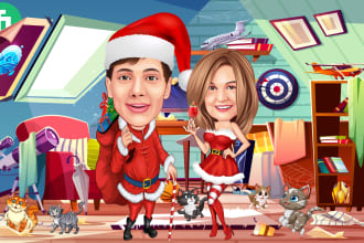 draw amazing cartoon portraits and caricatures for you