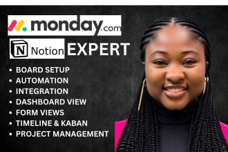 design notion template notion VA notion expert monday crm monday board setup