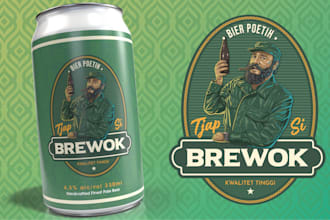 do beer product label design in cartoon style