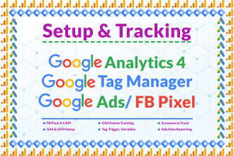 setup google tag manager, analytics, gtm, ga4, fb pixel, ads conversion tracking