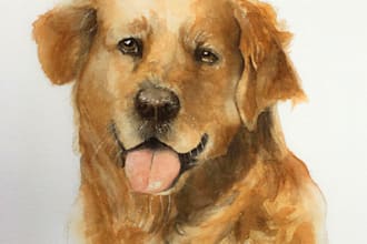 do custom pet dog cat cartoon portrait drawing illustration