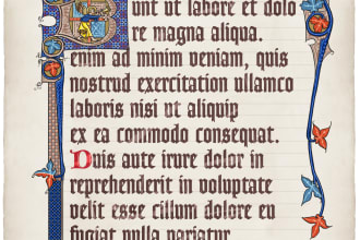 create an medieval manuscript page, medieval art and illustration