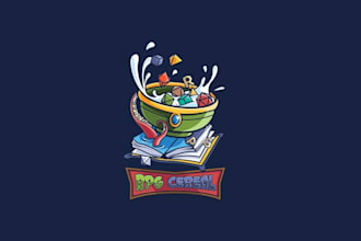 design a playful logo for a role playing game serialized fiction publishing co