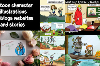 draw cartoon character illustrations for blogs websites and stories