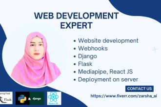 webhooks, django, flask, mediapipe, web avatar development